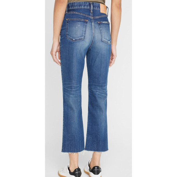 MOUSSY VINTAGE Rhode Cropped Distressed Flared Jeans NWT Size 26 - Picture 2 of 9